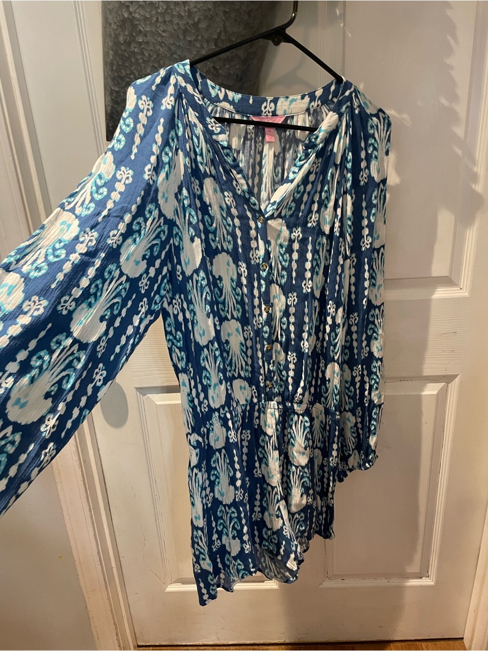 Lilly Pulitzer Blue & White Printed Long-Sleeve Jumper Medium